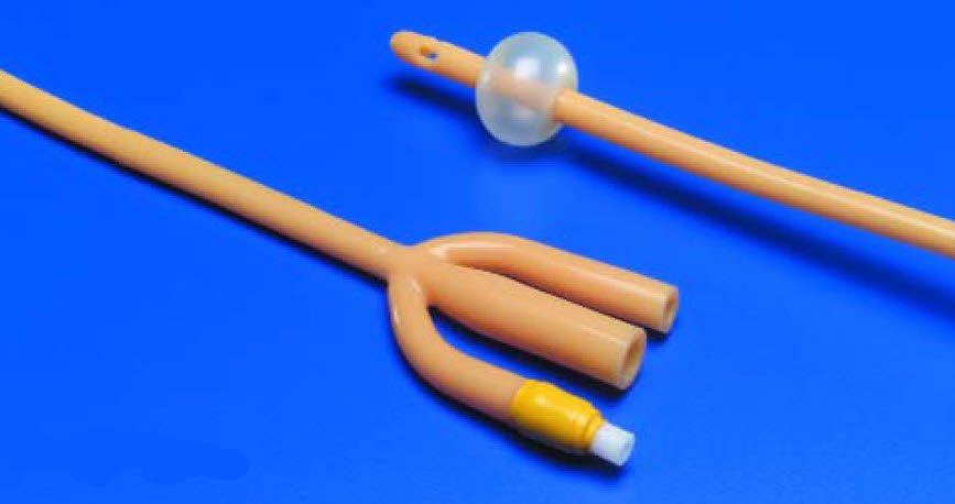Catheter Foley Dover™ 3-Way Standard Tip 5 cc Balloon 16 Fr. Silicone Elastomer Coated Latex (10/BX) by Cardinal  ID 8887688169